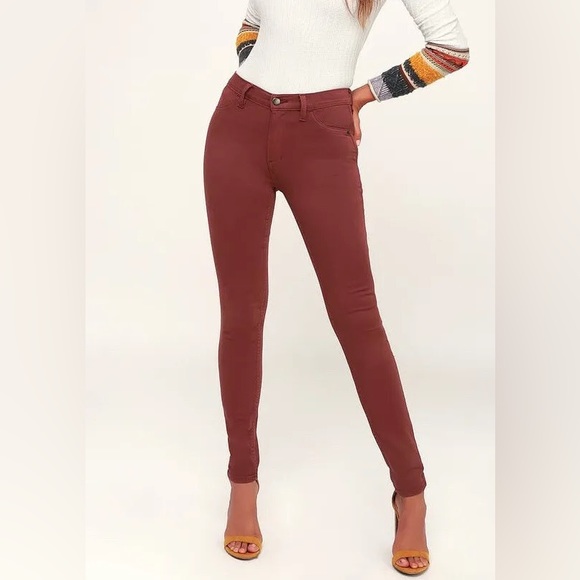 FREE PEOPLE burgundy skinny jeans size 28 - Picture 1 of 5